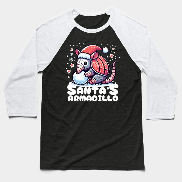 Santas cute armadillo christmas Baseball T-Shirt by LionKingShirts